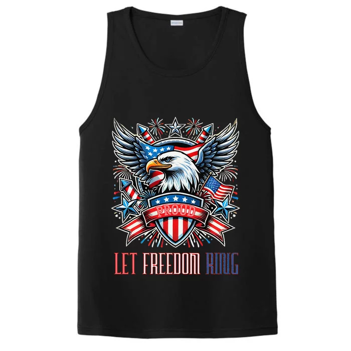 Proud American Eagle Let Freedom Ring Patriotic Design Performance Tank