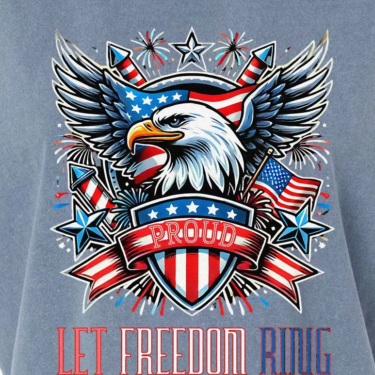 Proud American Eagle Let Freedom Ring Patriotic Design Garment-Dyed Women's Muscle Tee