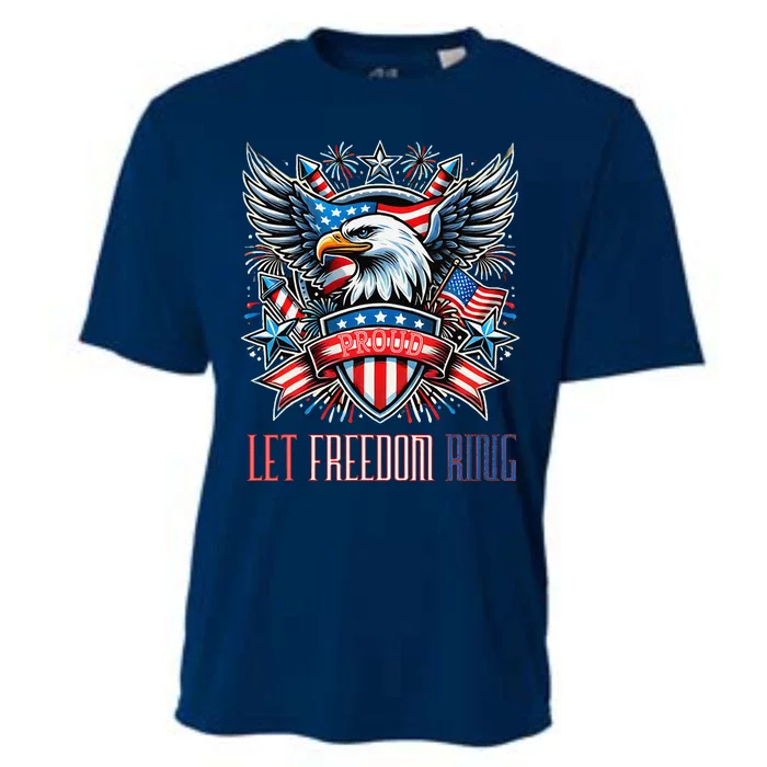 Proud American Eagle Let Freedom Ring Patriotic Design Cooling Performance Crew T-Shirt