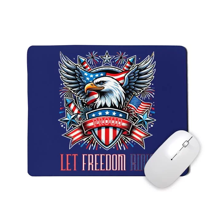 Proud American Eagle Let Freedom Ring Patriotic Design Mousepad