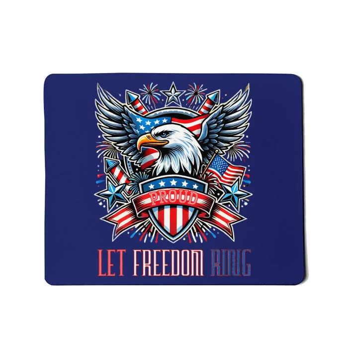 Proud American Eagle Let Freedom Ring Patriotic Design Mousepad