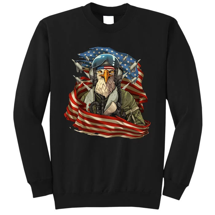 Patriotic American Eagle Fighter Pilot Tall Sweatshirt