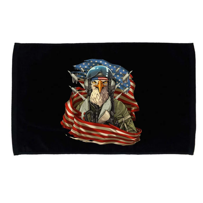 Patriotic American Eagle Fighter Pilot Microfiber Hand Towel