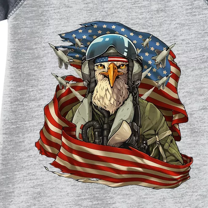 Patriotic American Eagle Fighter Pilot Infant Baby Jersey Bodysuit