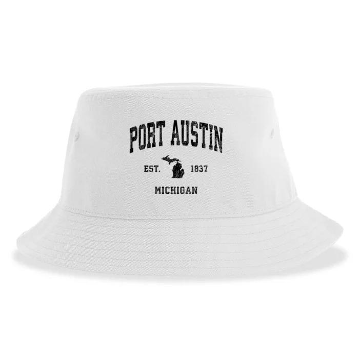 Port Austin Est 1837 Michigan Mi Vintage Established Athletic Sports Design Sustainable Bucket Hat