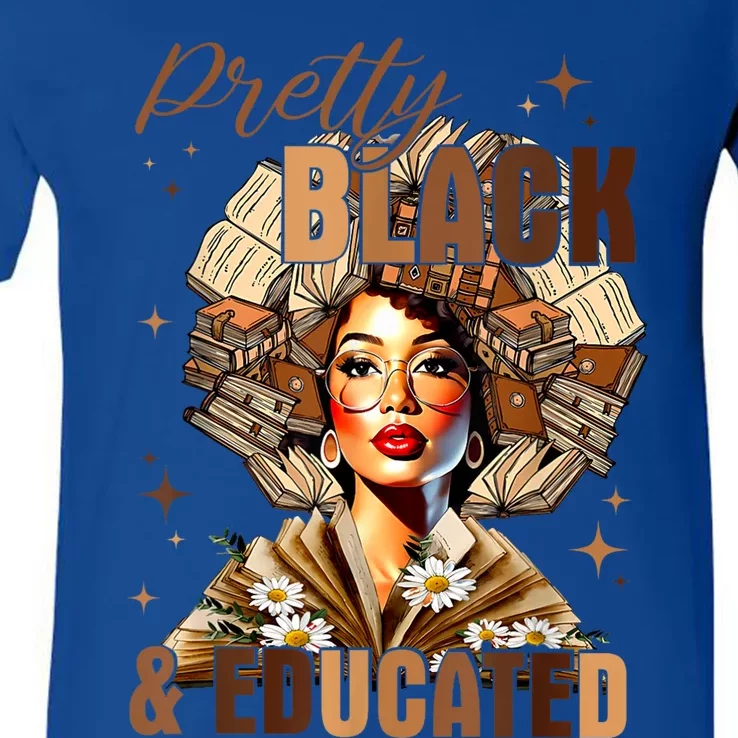 Pretty And Educated Black Women Teacher Black History Month V-Neck T-Shirt