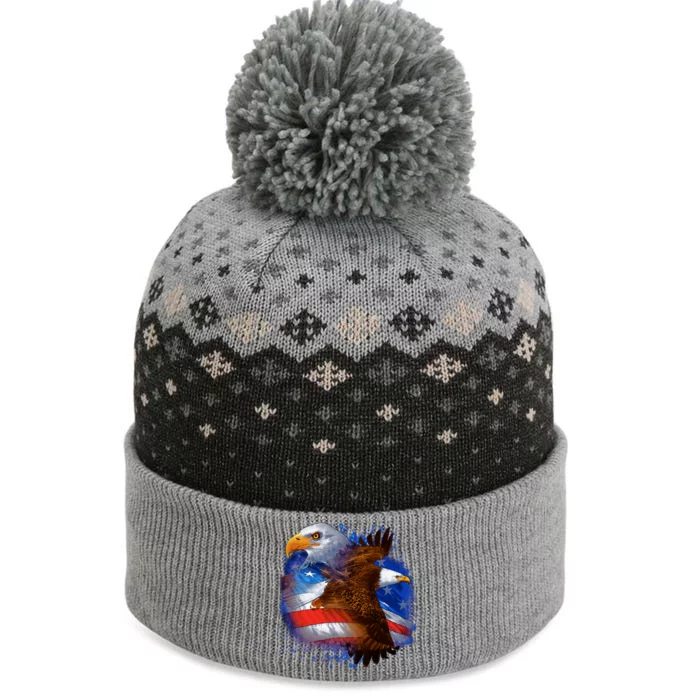 Patriotic American Eagle USA Flag The Baniff Cuffed Pom Beanie