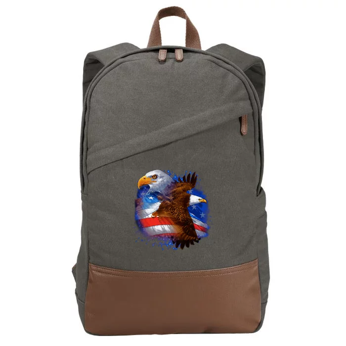 Patriotic American Eagle USA Flag Cotton Canvas Backpack