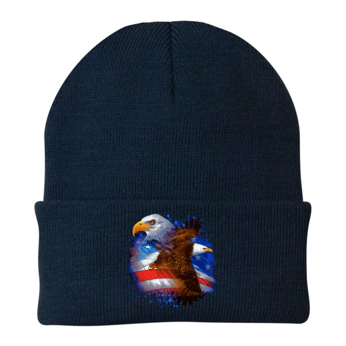 Patriotic American Eagle USA Flag Knit Cap Winter Beanie