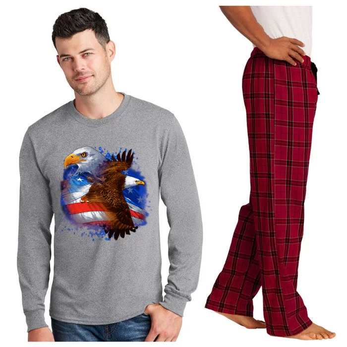 Patriotic American Eagle USA Flag Long Sleeve Pajama Set