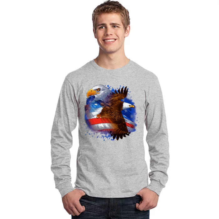 Patriotic American Eagle USA Flag Tall Long Sleeve T-Shirt