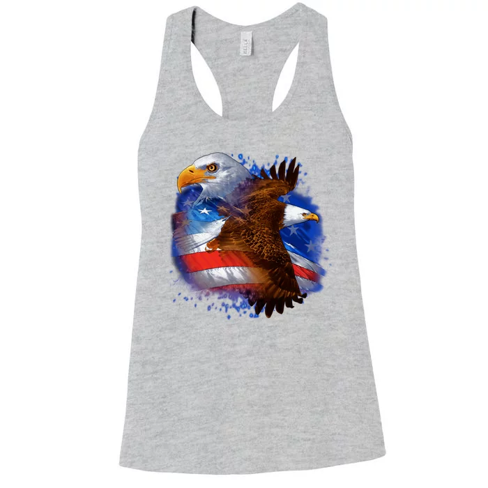 Patriotic American Eagle USA Flag Women's Racerback Tank