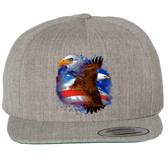 Patriotic American Eagle USA Flag Wool Snapback Cap