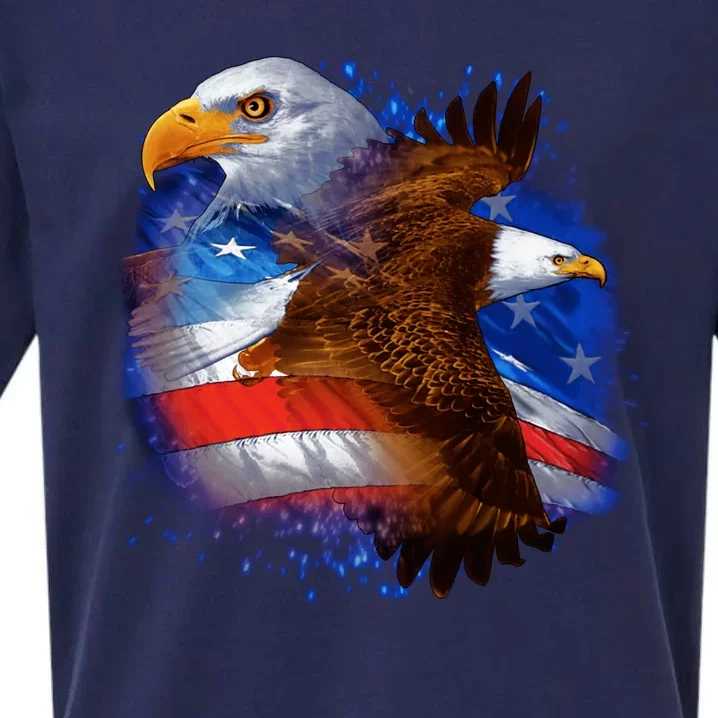 Patriotic American Eagle USA Flag Sueded Cloud Jersey T-Shirt