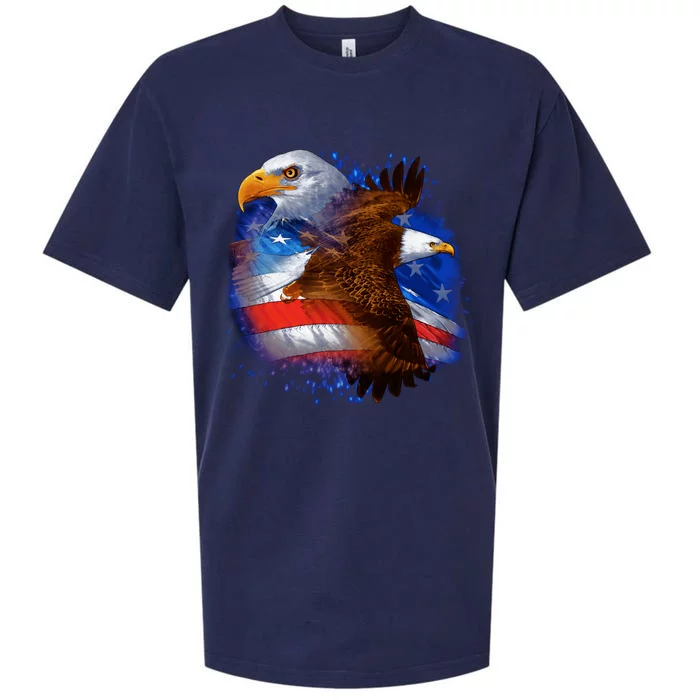 Patriotic American Eagle USA Flag Sueded Cloud Jersey T-Shirt