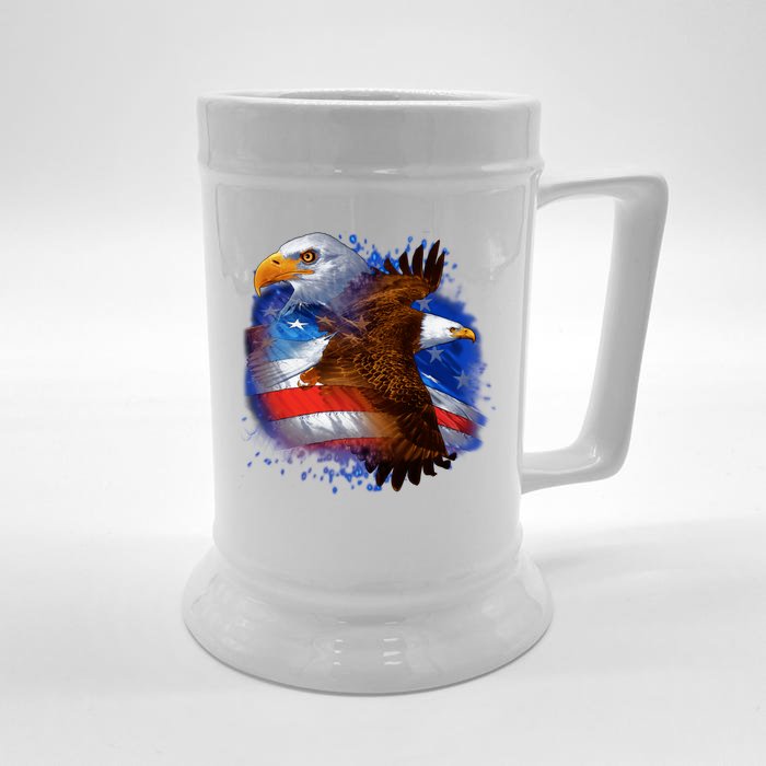 Patriotic American Eagle USA Flag Front & Back Beer Stein