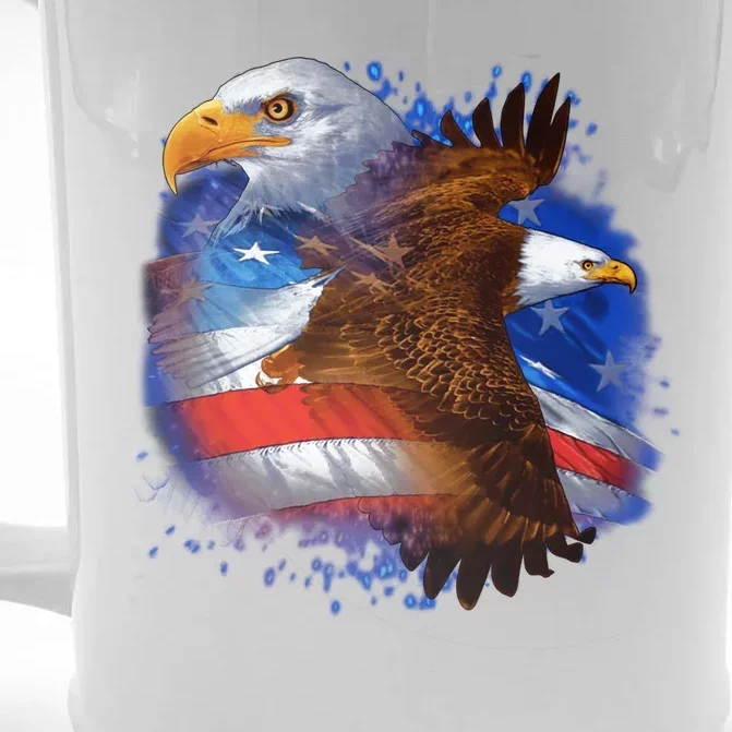 Patriotic American Eagle USA Flag Front & Back Beer Stein