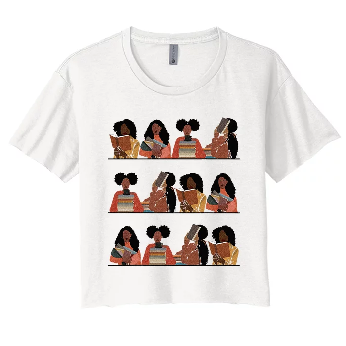 Pretty And Educated Black Women Read African American BHM Women's Crop Top Tee