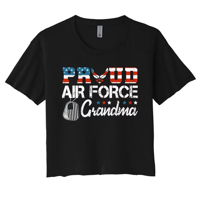 Proud Air Force Grandma US Air Force Military Women's Crop Top Tee