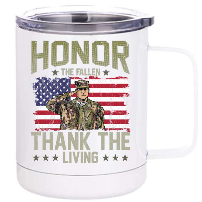 Patriotic American Flag Honor The Fallen Memorial Day Gift Front & Back 12oz Stainless Steel Tumbler Cup