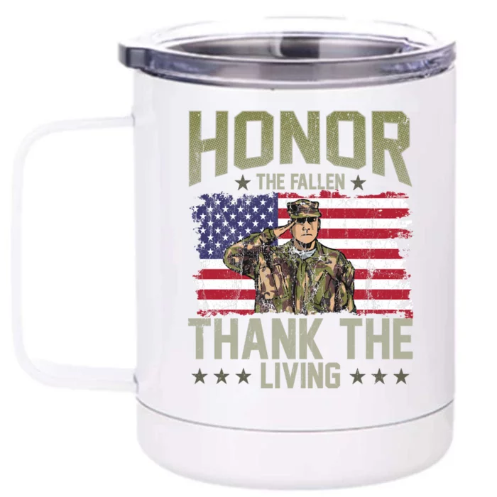 Patriotic American Flag Honor The Fallen Memorial Day Gift Front & Back 12oz Stainless Steel Tumbler Cup