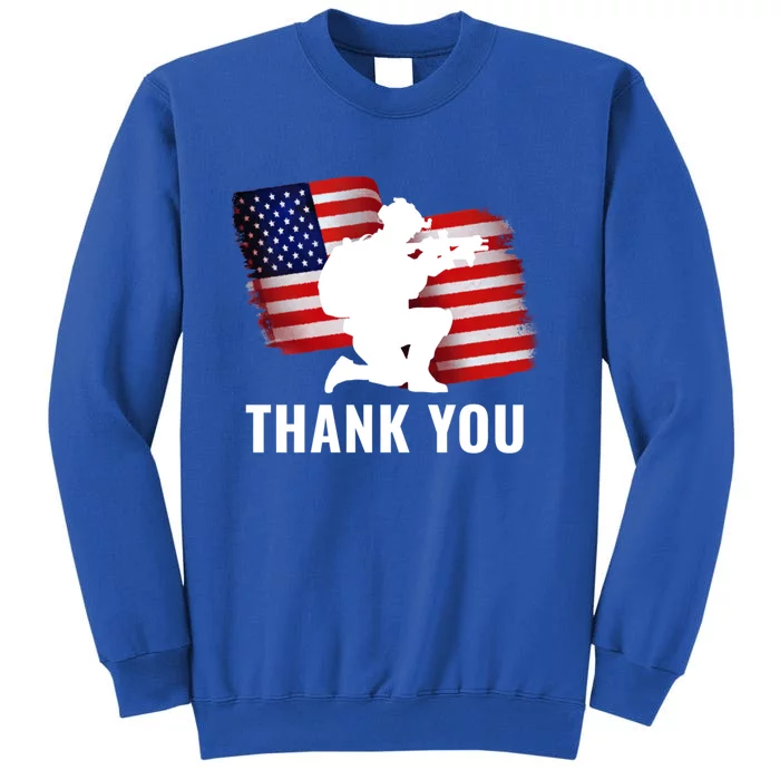 Patriotic American Flag Thank You Veteran Memorial Day Gift Tall Sweatshirt