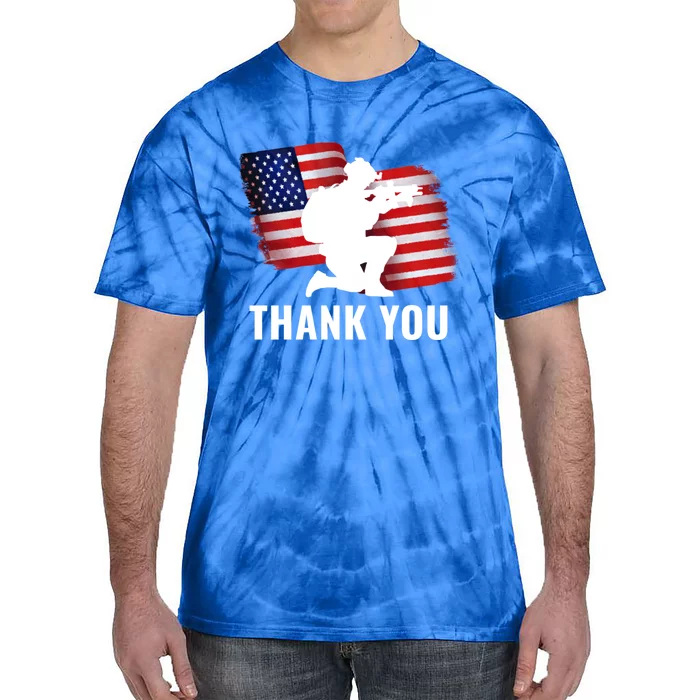 Patriotic American Flag Thank You Veteran Memorial Day Gift Tie-Dye T-Shirt