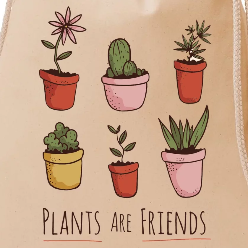 Plants Are Friends Drawstring Bag