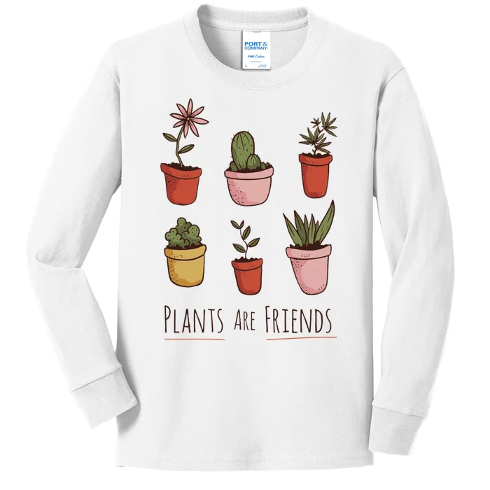 Plants Are Friends Kids Long Sleeve Shirt