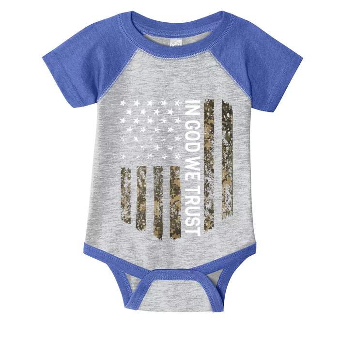 Patriotic American Flag Camo In God We Trust Usa Patriot Great Gift Infant Baby Jersey Bodysuit