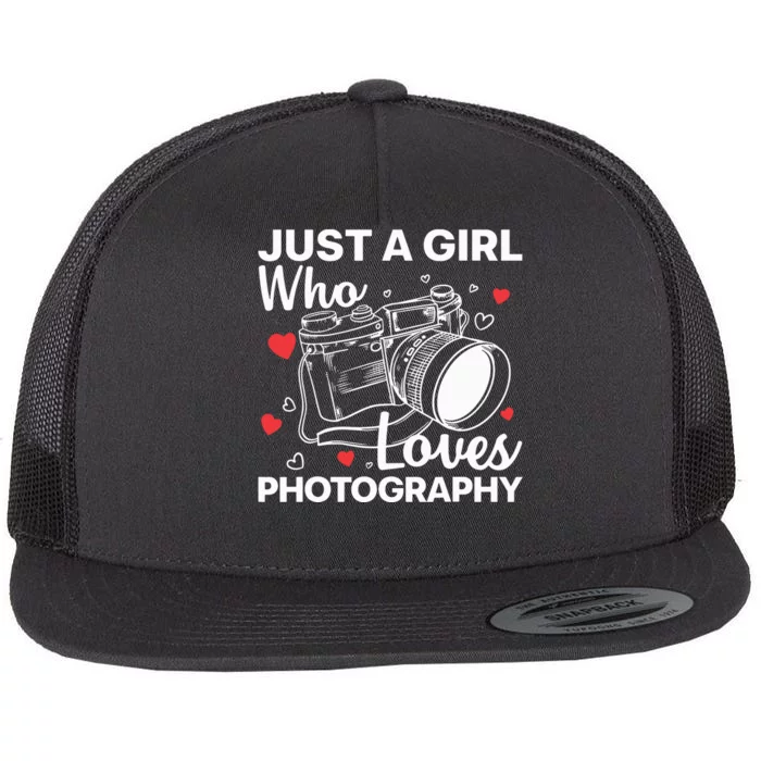 Photography Art For Women Girl Photographer Camera Lovers Flat Bill Trucker Hat