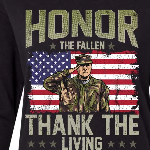 Patriotic American Flag Honor The Fallen Memorial Day Gift Womens Cotton Relaxed Long Sleeve T-Shirt