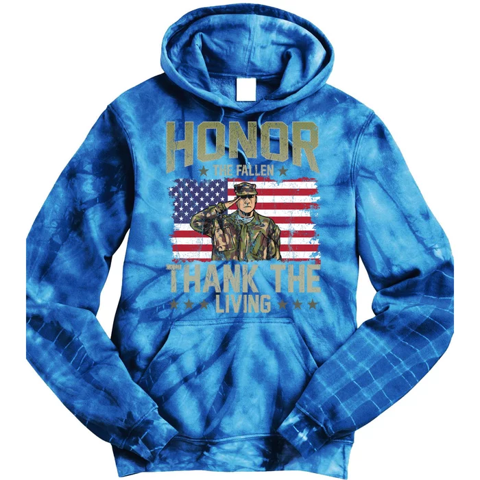 Patriotic American Flag Honor The Fallen Memorial Day Gift Tie Dye Hoodie