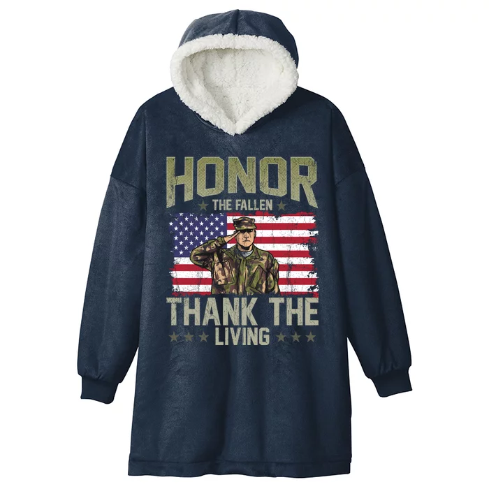 Patriotic American Flag Honor The Fallen Memorial Day Gift Hooded Wearable Blanket