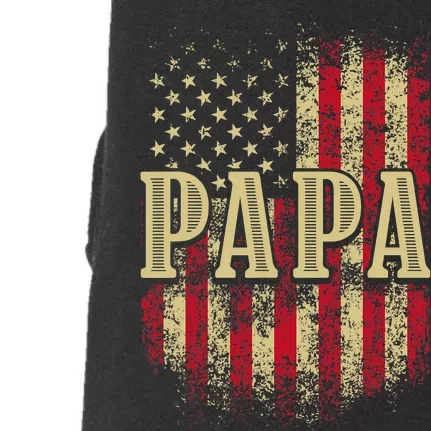 Papa American Flag Patriotic Grandfather Funny Pops Grandpa Doggie 3-End Fleece Hoodie