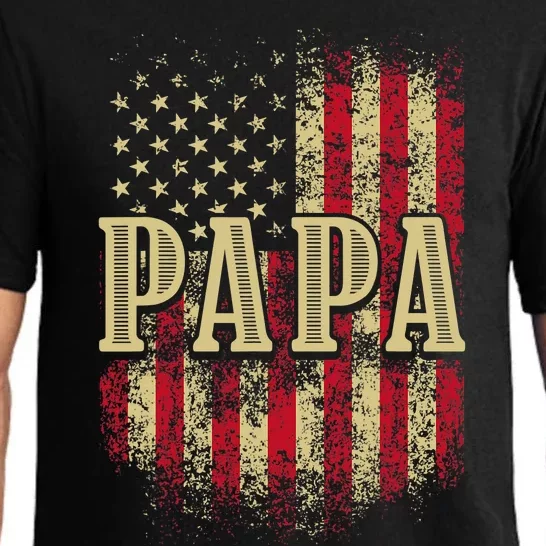 Papa American Flag Patriotic Grandfather Funny Pops Grandpa Pajama Set