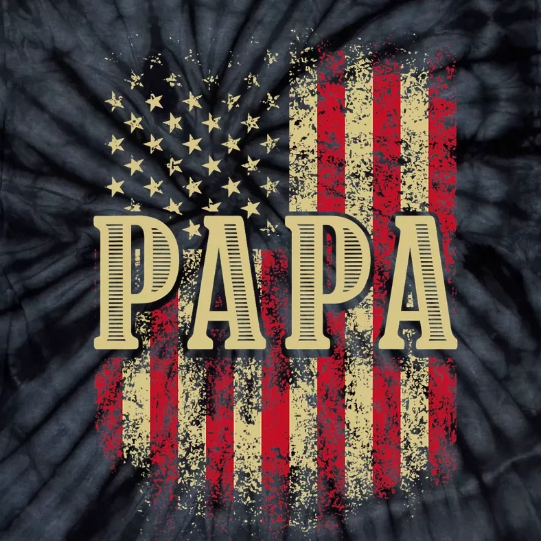 Papa American Flag Patriotic Grandfather Funny Pops Grandpa Tie-Dye T-Shirt