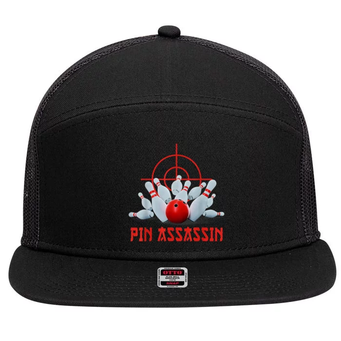 Pin Assassin Funny Bowling 7 Panel Mesh Trucker Snapback Hat