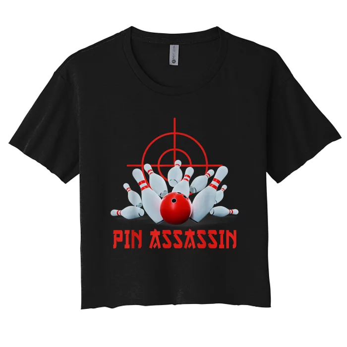 Pin Assassin Funny Bowling Women's Crop Top Tee