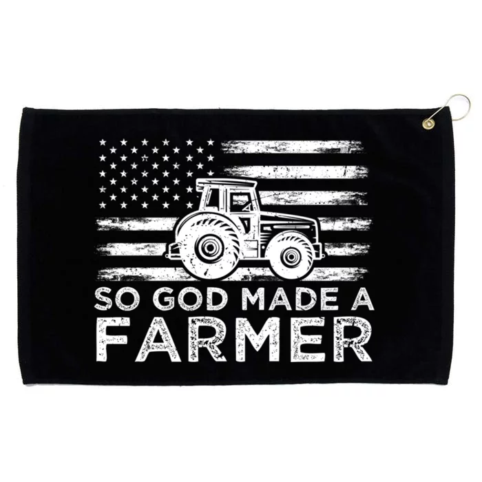 Patriotic American Flag Tractor So God Made A Farmer Gift Grommeted Golf Towel