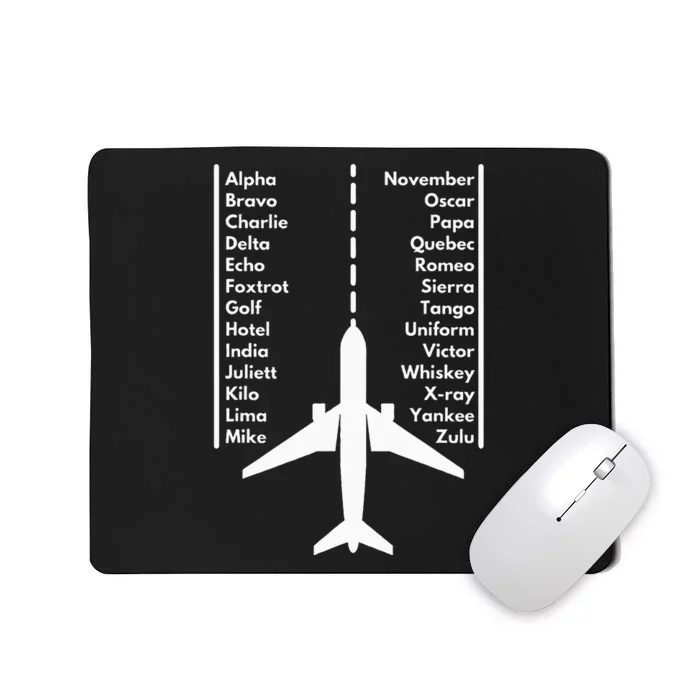 Phonetica Alphabet Funny Pilot & Aviation Airplane Gift Mousepad