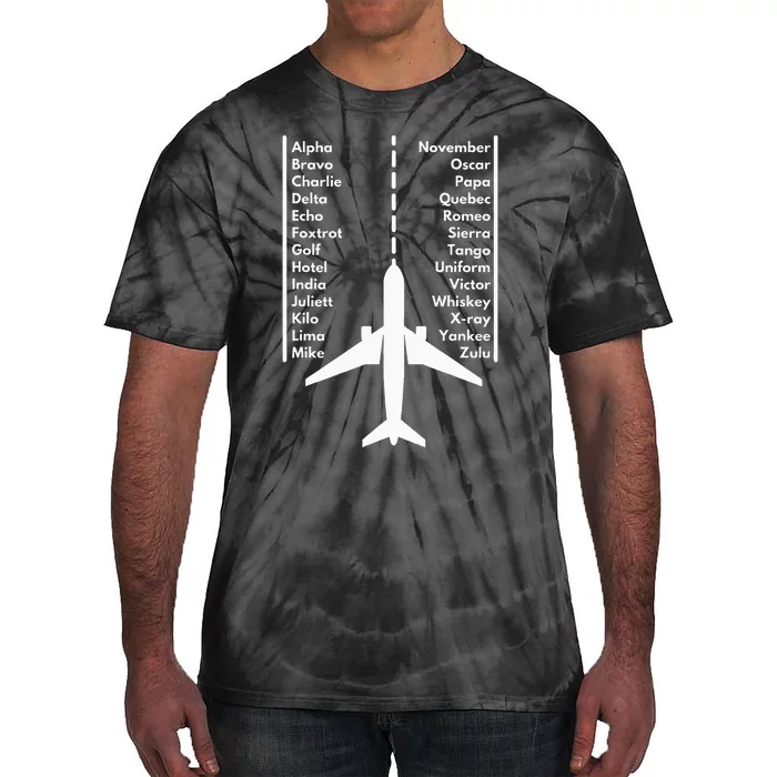 Phonetica Alphabet Funny Pilot & Aviation Airplane Gift Tie-Dye T-Shirt