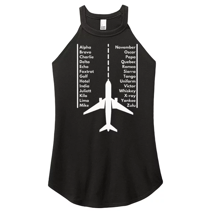 Phonetica Alphabet Funny Pilot & Aviation Airplane Gift Women’s Perfect Tri Rocker Tank