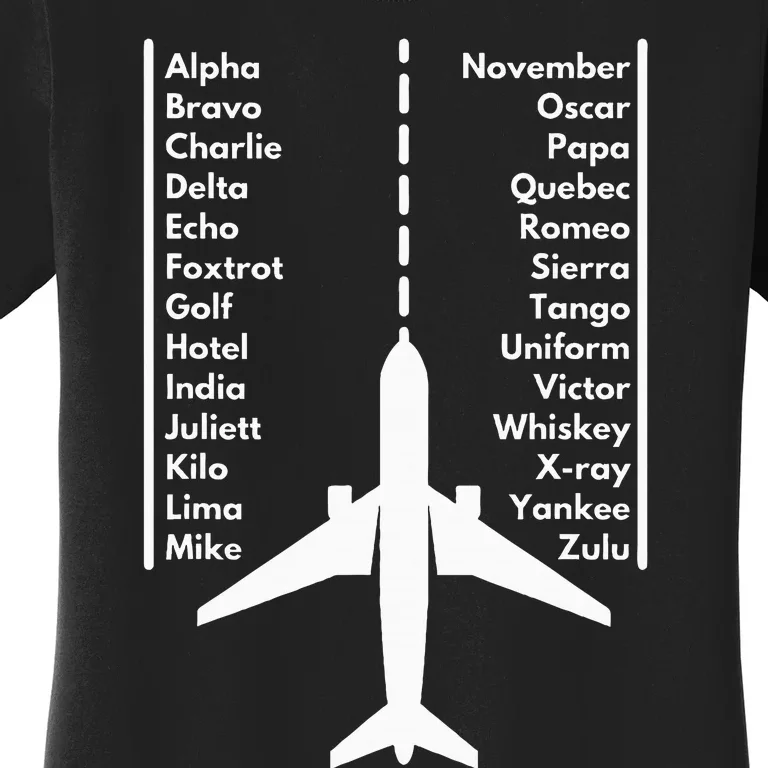 Phonetica Alphabet Funny Pilot & Aviation Airplane Gift Women's T-Shirt