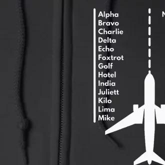 Phonetica Alphabet Funny Pilot & Aviation Airplane Gift Full Zip Hoodie