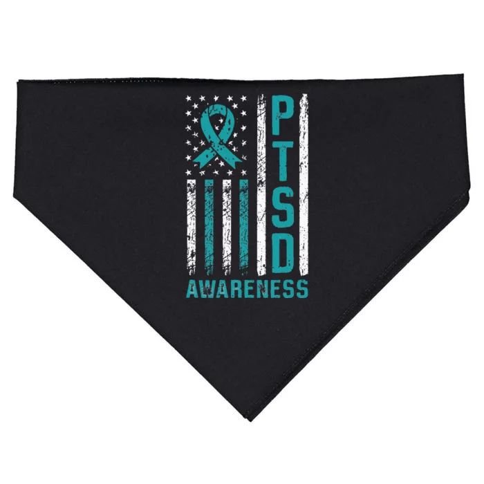 PTSD Awareness Flag Post Traumatic Stress Disorder Warrior USA-Made Doggie Bandana