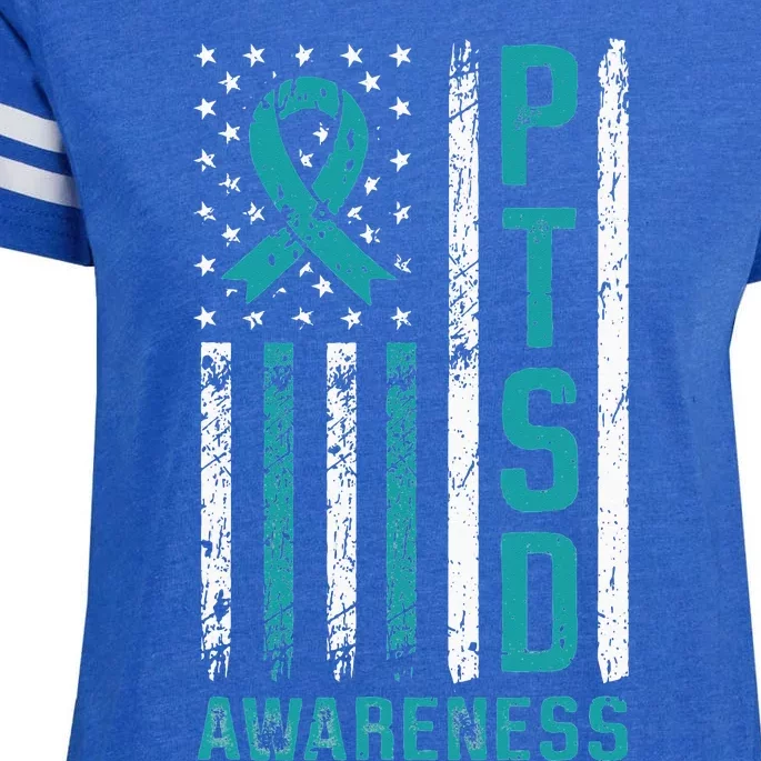 PTSD Awareness Flag Post Traumatic Stress Disorder Warrior Enza Ladies Jersey Football T-Shirt