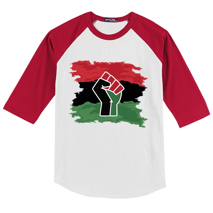 Pan African Flag Black Fist U.N.I.A. Flag Kids Colorblock Raglan Jersey