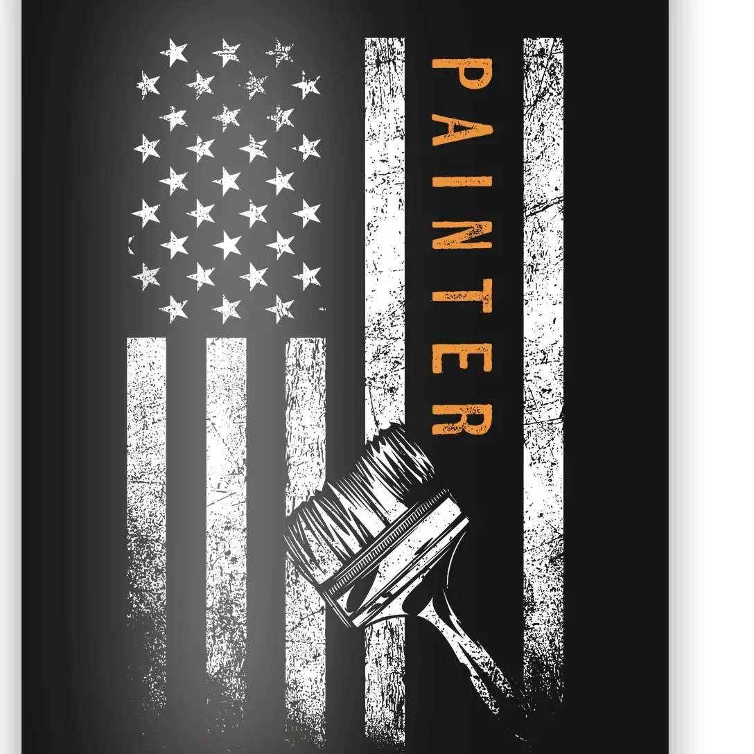 Painter American Flag Design Painting Poster