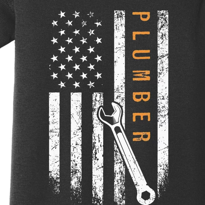 Plumber American Flag Design Plumbing Baby Bodysuit